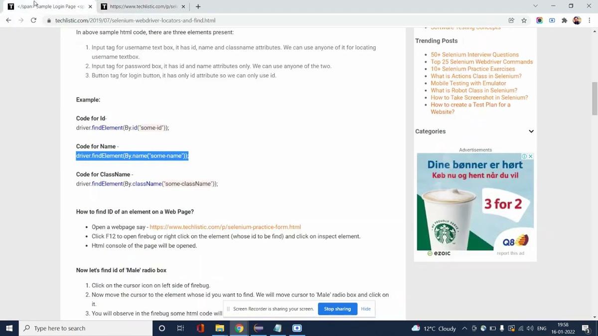 'Video thumbnail for Selenium Locators - Id, Class, Name, LinkText, Tag Name, Xpath and CSS Selector | | TECHLISTIC.COM'